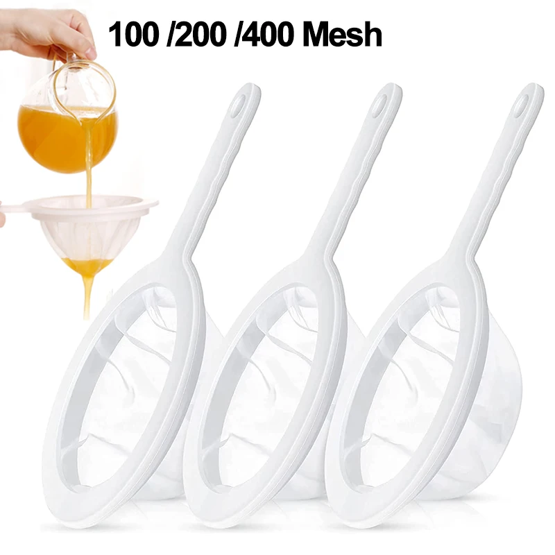 Nylon Filters Mesh Ultra-fine 100/200/400 Mesh Strainer Sieve Spoon Soy Milk Juice Coffee Strainers Kitchen Gadgets Colanders