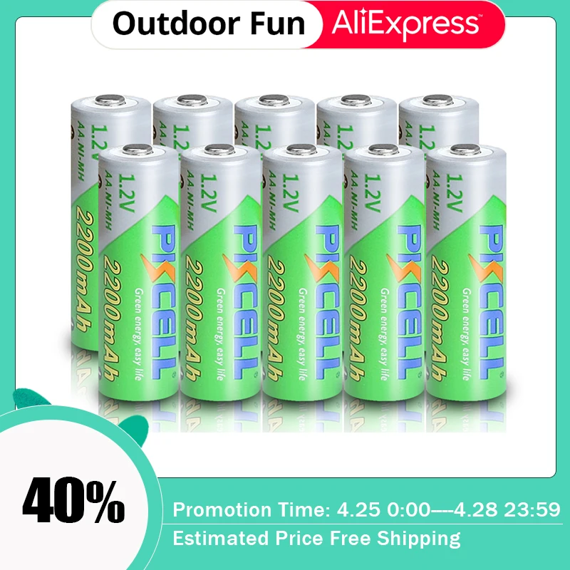 

Discount 10PCS PKCELL AA 2200MAH battery 1.2V NIMH aa Rechargeable Batteries 2A precharge LSD Batteries Ni-MH for Camera toys