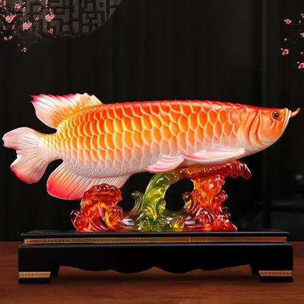 

Factory direct sales lucky gold arowana ornaments every year more than living room wine cabinet decorations new year gifts