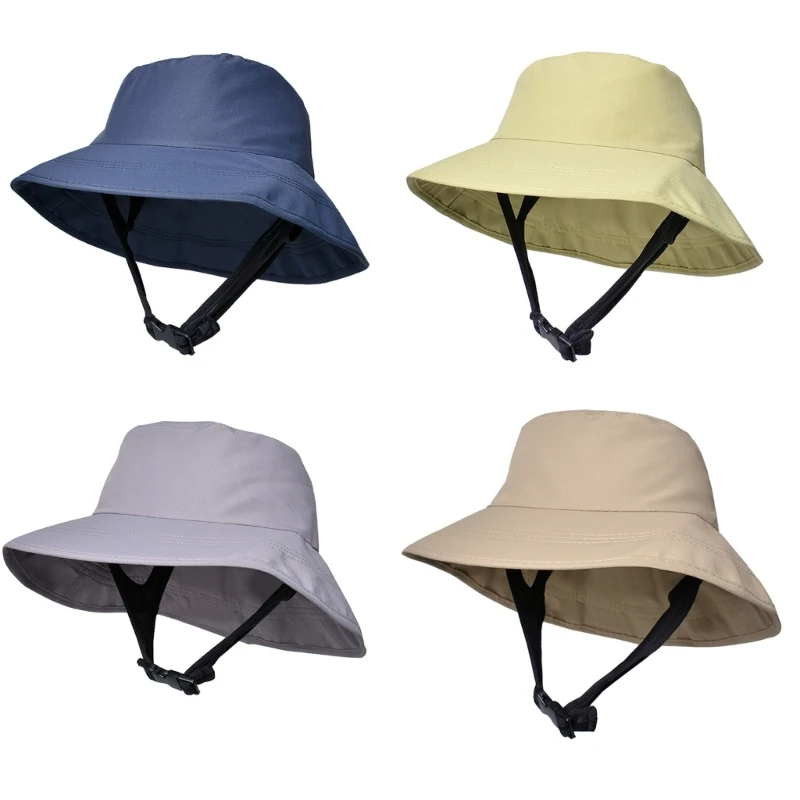 

Adjustable Chin Rope Bucket Hat Solid Color Fisherman Hat for Adult Unisex