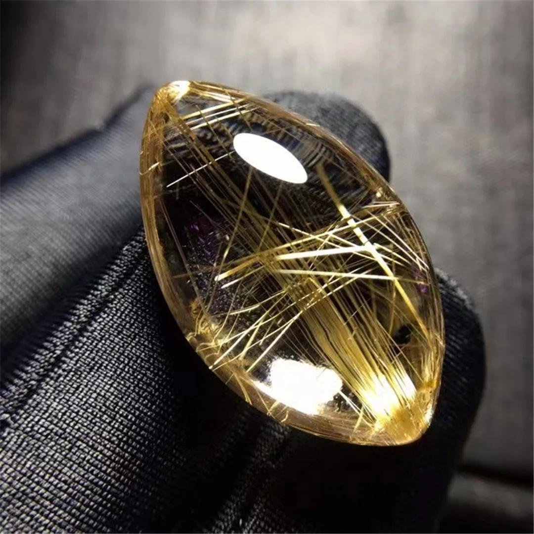 

Top Natural Gold Rutilated Quartz Necklace Pendant For Woman Man Luck Gift Wealthy Crystal 30x18x12mm Beads Stone Jewelry AAAAA
