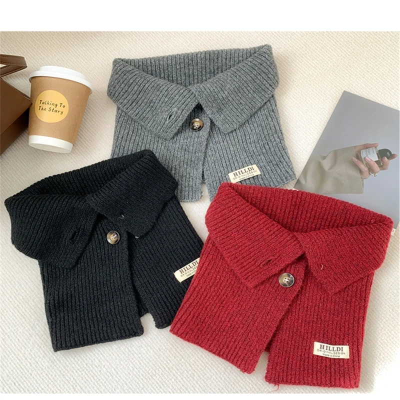 95AB вязаный снуд шарф на пуговицах для девочек осенне-зимняя теплая одежда шаль