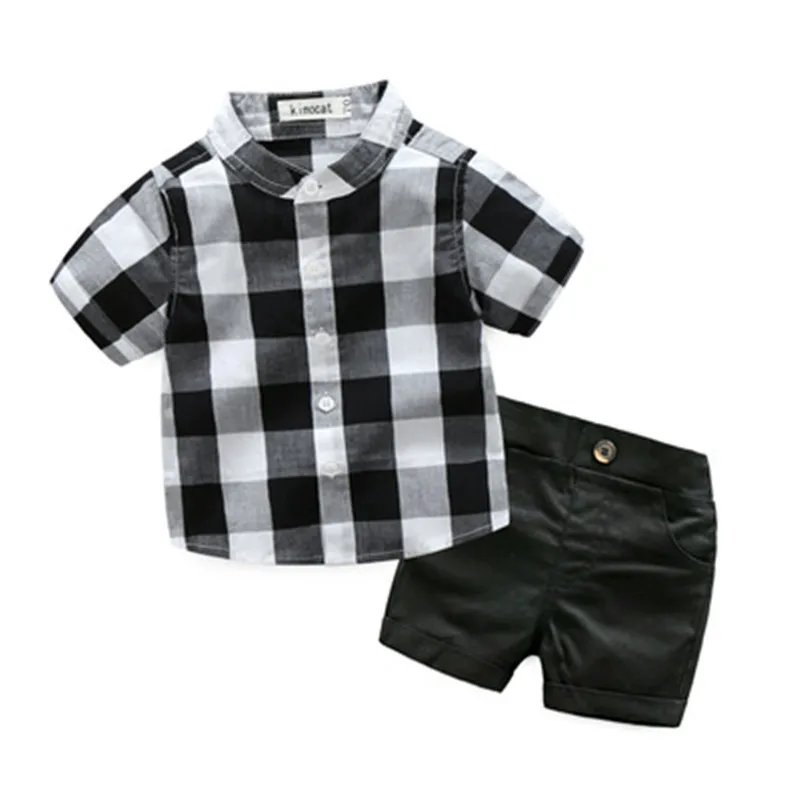 

Summer Kids Clothes Boys Infant Clothes Set Short Sleeve Boy Shirts Casual V Collar + Pants Boy Clothes Outfits Children's Sets