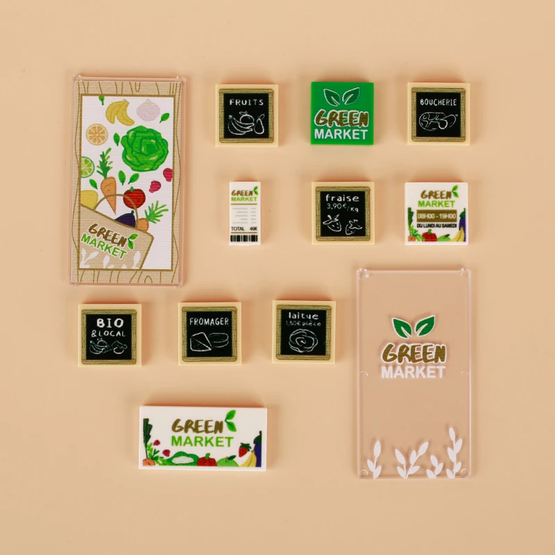 MOC супермаркет на заказ печатная плитка дверь строительные блоки корзина для