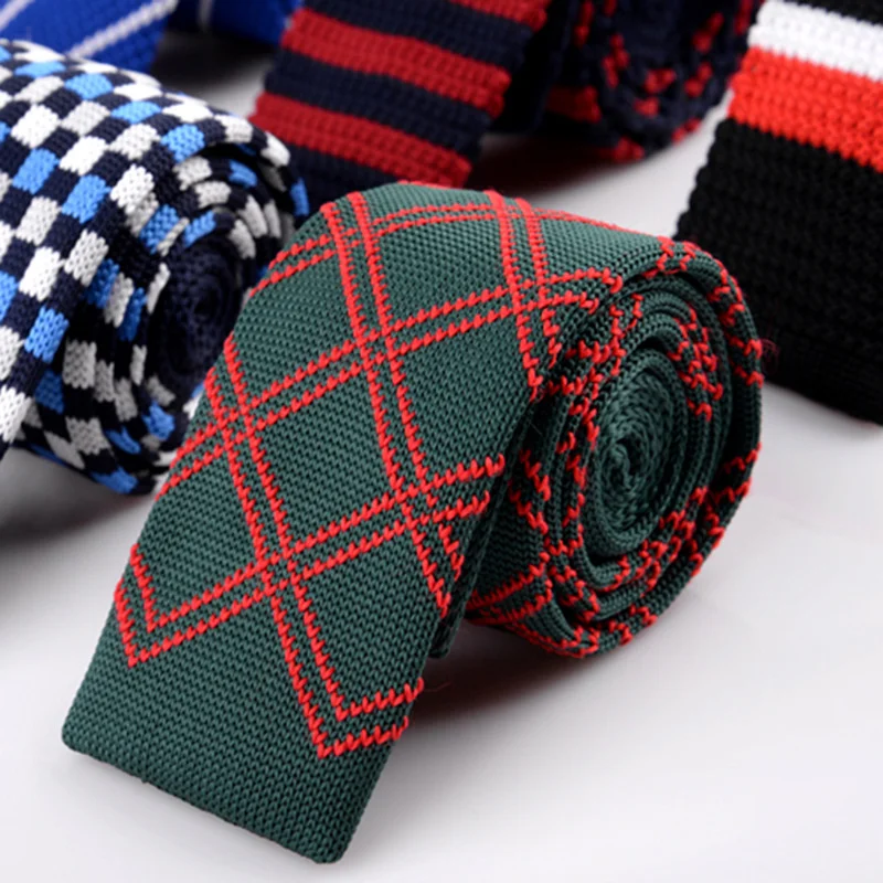 

New Fashion Knitted Necktie 5cm Narrow Ties For Men Japanese Korean Style Casual Striped Tie Accessories Skinny Plain Cravate