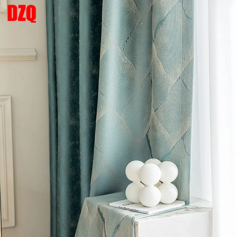 

Fashion Green Luxury High Precision Curtains for Living Dining Room Bedroom Chenille Blackout Jacquard Window Tulle Room Decor