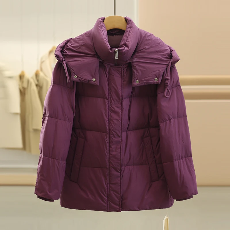 Цена по счетчику 299 [Find] Белый утиный пух воротник-стойка капюшон пуховик теплый