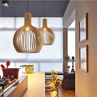 nordic birdcage chandelier for living room dining room pendant light solid wood modern creative retro indoor lighting fixture