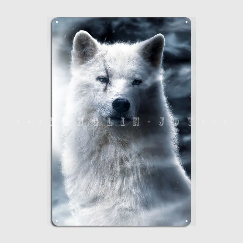 

Плакат с изображением Белого Волка синего глаза, металлический знак, Настенная роспись, кухонный дизайн, Настенный декор, жестяной знак, пла...