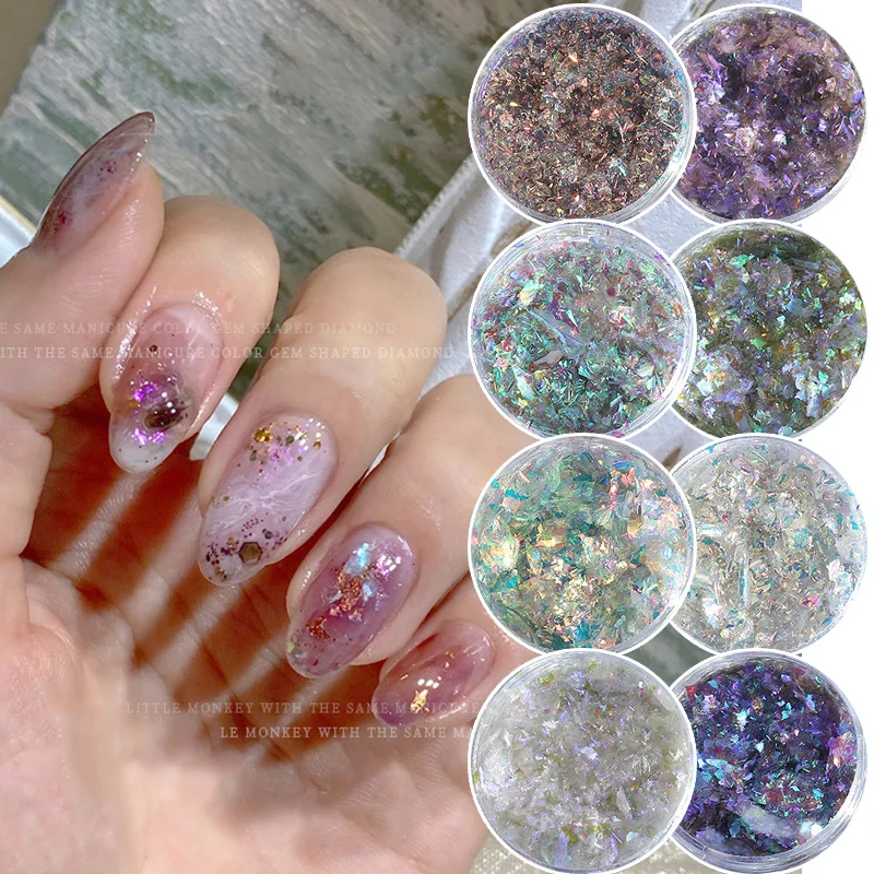 

3D Aurora Velvet Nail Glitter Sequins Crystal Opal Flakes Nail Powder Dust Paillettte Nail Charms Nail Art Design Decoration