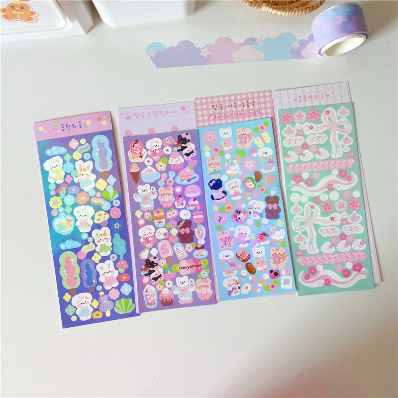 

Стикеры серии Ins с милым кроликом и собакой из ПП для скрапбукинга «сделай сам», бутылка для воды, фотоальбом, журнал, канцелярские принадлеж...