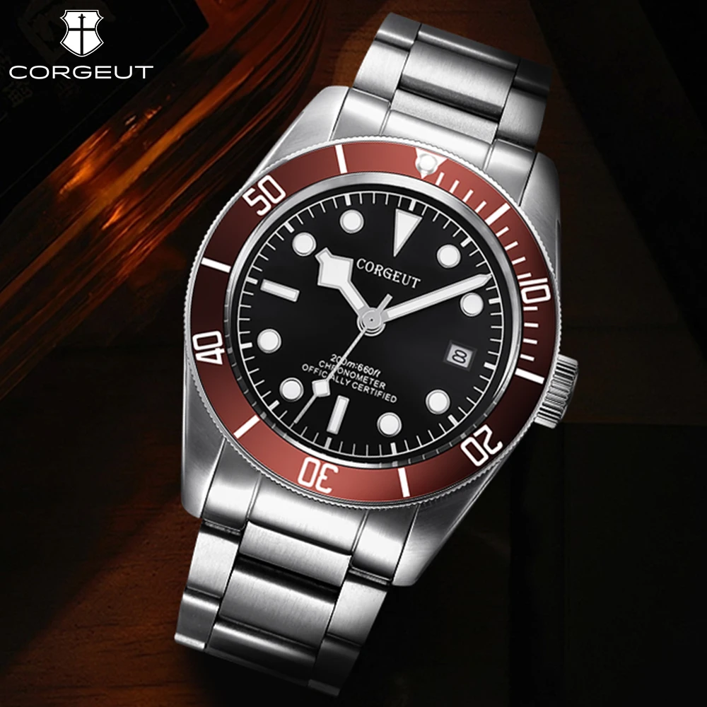 

CORGEUT NH35 41mm Business Luxury Men's Watch Sapphire Glass High Grade Steel Automatic Mechanical Waterproof Date Watch for Man