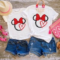 disney minnie mouse love printed family look mother and daughter street casual matching clothes aesthetic mom kids t shirts