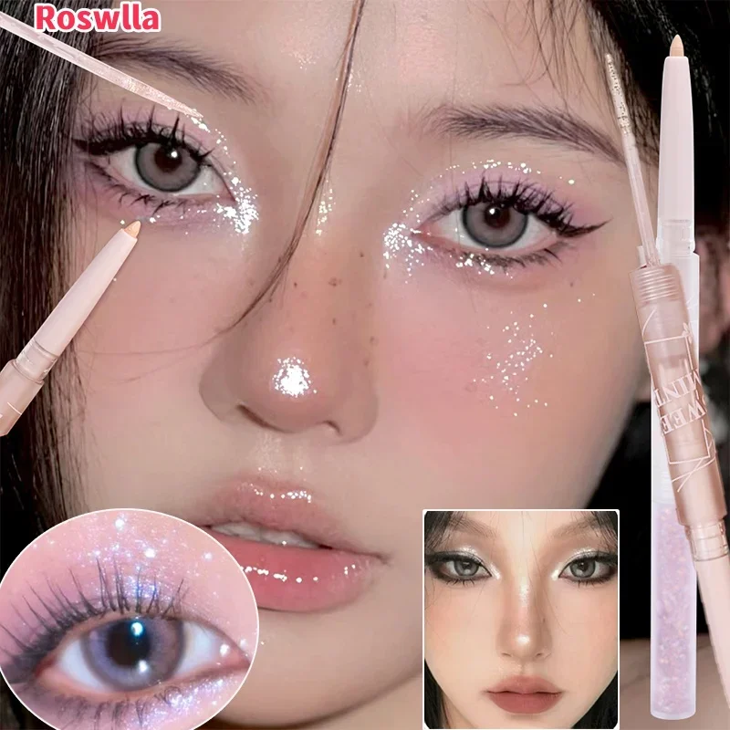 Двусторонние жидкие тени для век с шелкопрядом блестящие водостойкие пайетками