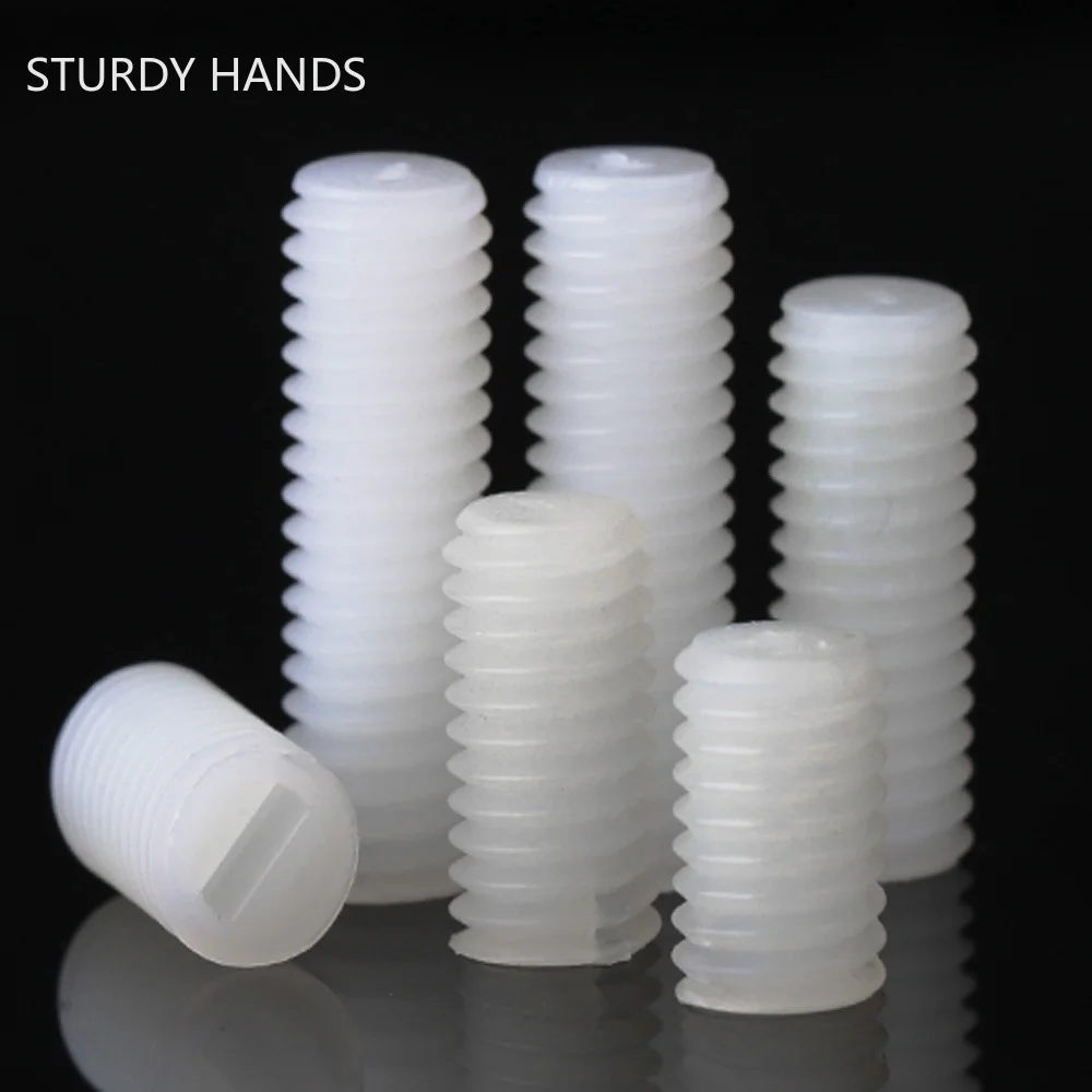 

25 шт. M3 M4 M5 M6 M8 Метрическая Резьба Белый Нейлоновый набор винтов пластиковые изолированные плоские шлицевые концы без головки Безголовый болт