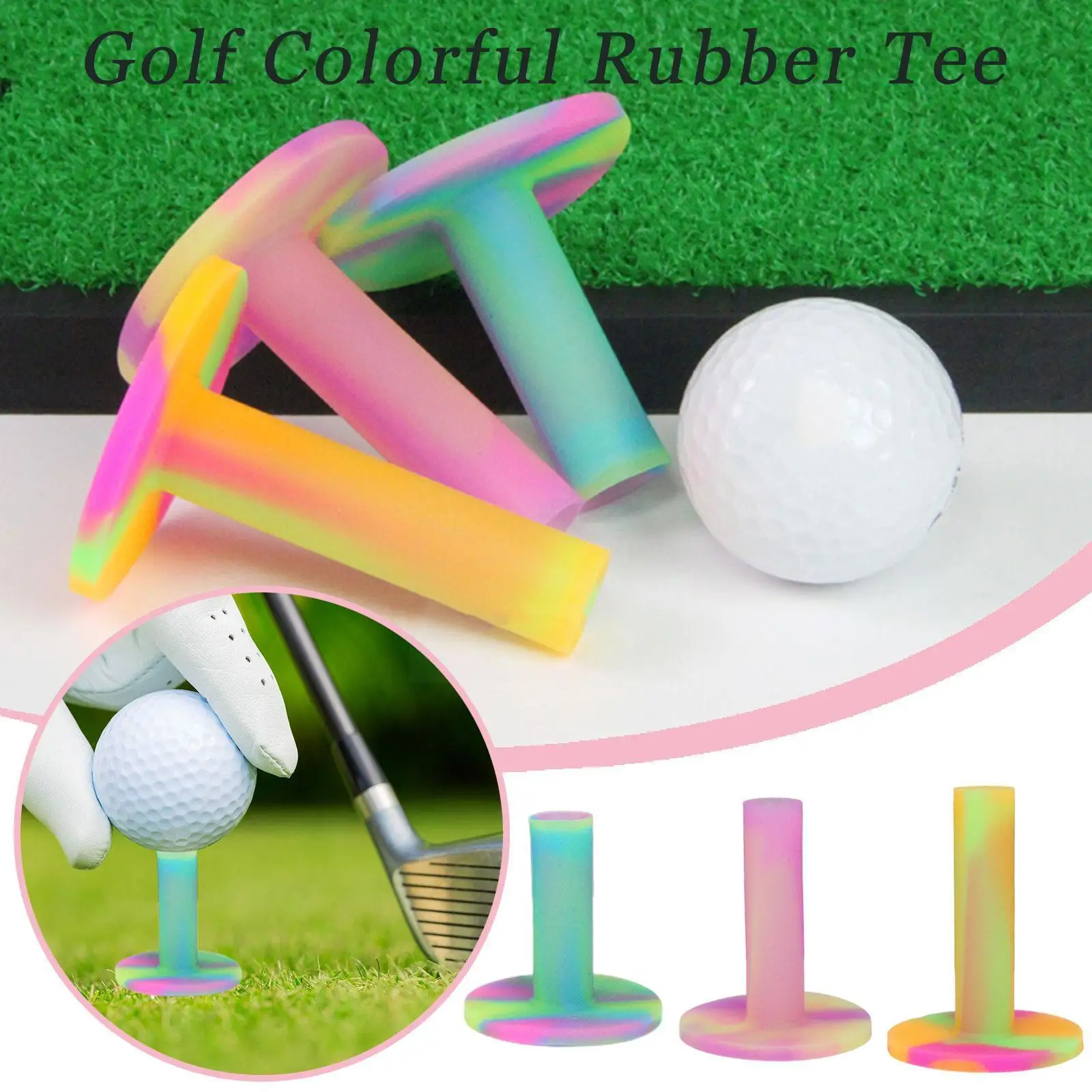 

3pcs Rubber Golf Tees For Training Mat Stability T Support 54mm/65mm/70mm Height Golf Training Aid Golf Accessories F8t9