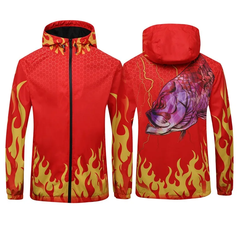 

2023 Autumn Winter Red Fishing Jacket Fleece Warm Fishing Clothes Waterproof Breathable Fishing Soft Shell Jacket Coats
