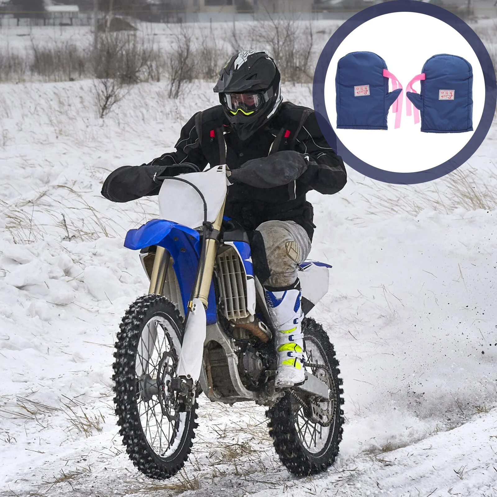 

1 Pair Winter Protection Gloves Bike Motorcycle Gloves Thickened Plush Gloves for Outdoor (Blue)