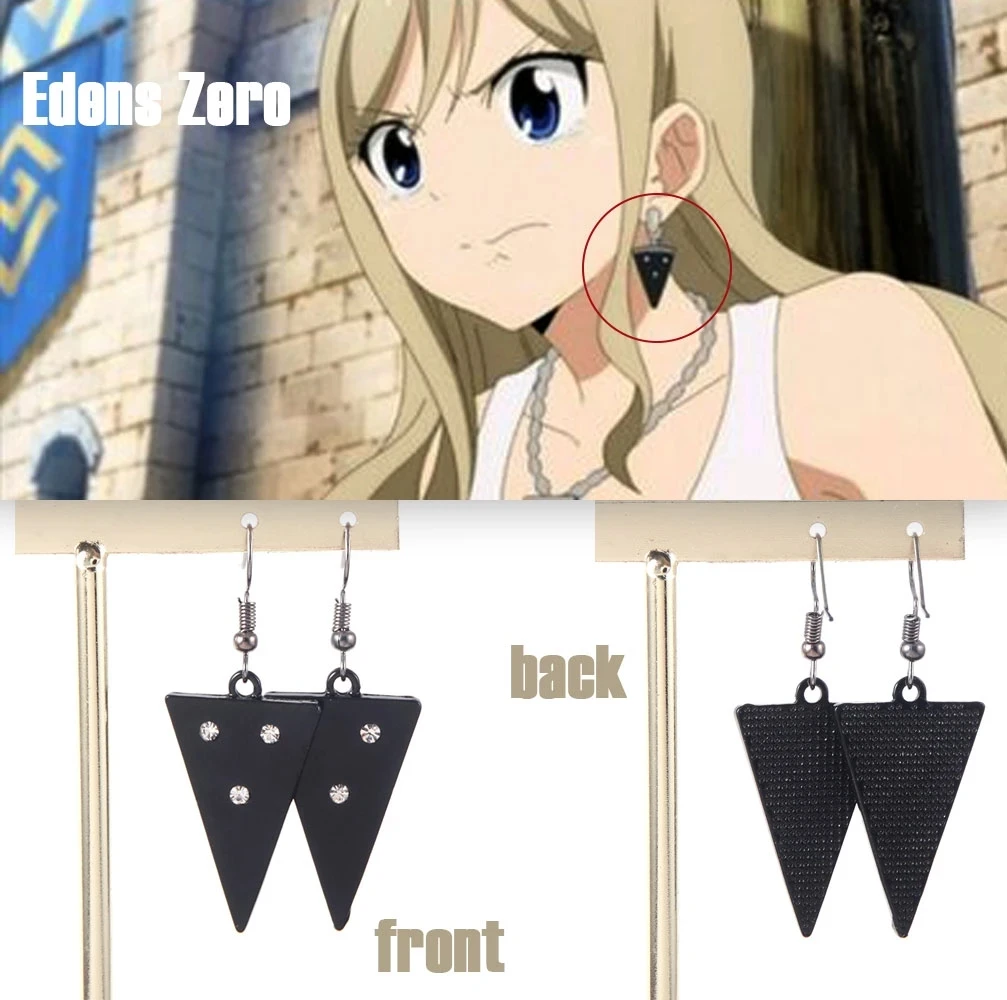 

Anime EDENS ZERO Rebecca Earrings Hairpin Cosplay Earrings Black Triangle Crystal Drop Earrings for Women Jewelry Accessories