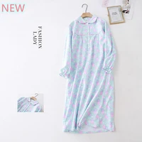 cartoon dress sleepwear for women full sleeve cartoon pyjama womens 100 cotton warm autumn fashion homewear long dress