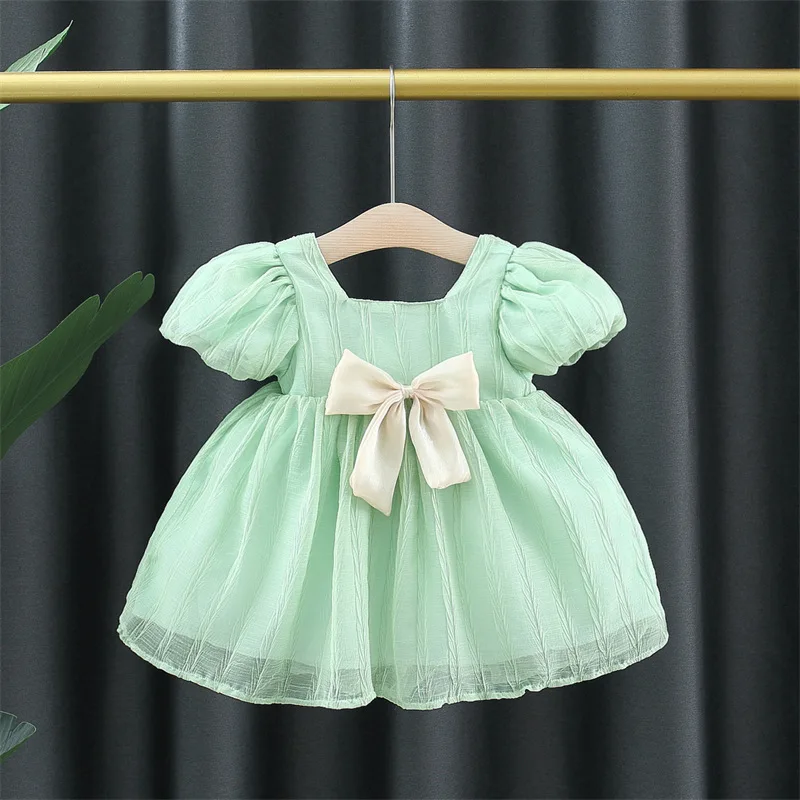 Children's Clothing Summer New Children Dress Girls Bubble Short-sleeved Princess Skirt Infant Korean Version of The Small Skirt