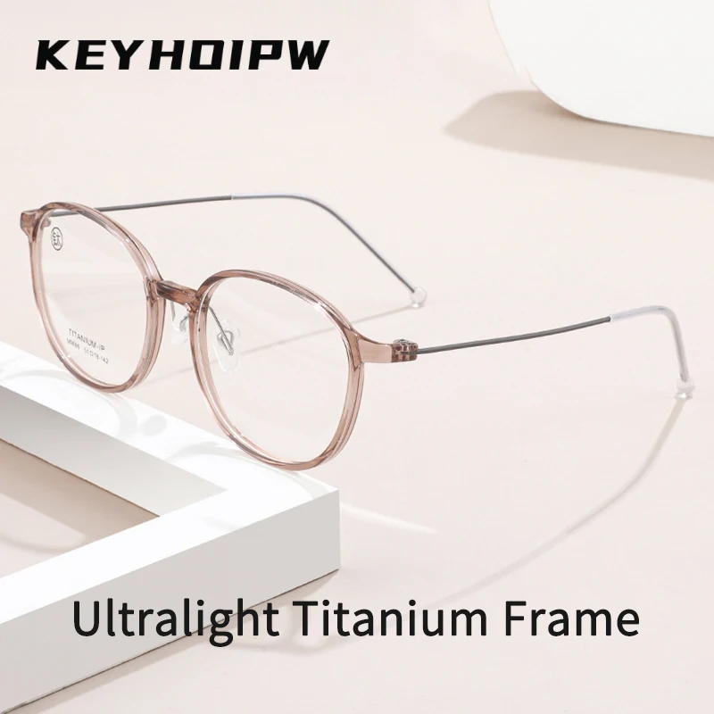 

KEYHOIRW Ultra-lightweight TR90 Myopia Glasses Pure Titanium Round Optical Prescription Eyeglass Frames For Women And Men 9886