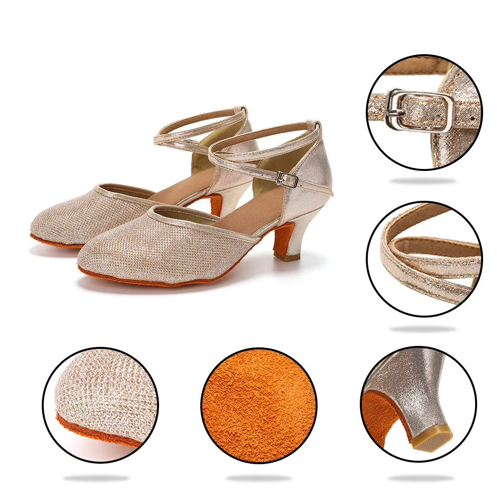 HROYL Ballroom Latin Dance Shoes For Women Tango Modern Dancing Shoes Sandals Indoor Dancing Shoes Girls Ladies Salsa Shoes