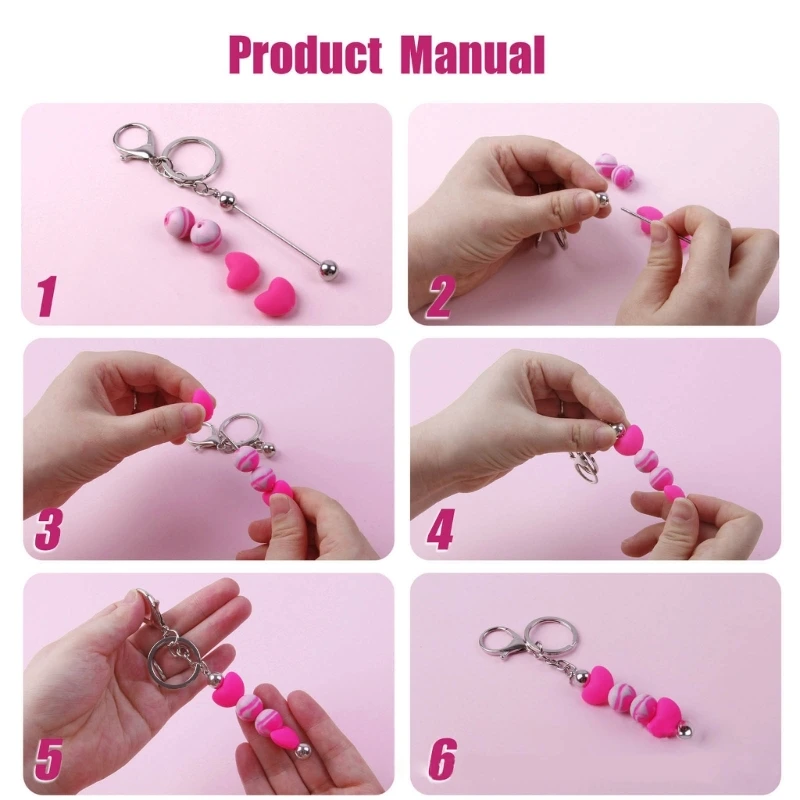 

DIY Bead Keychain Piercing Bead Keyring Key Holder Jewelry