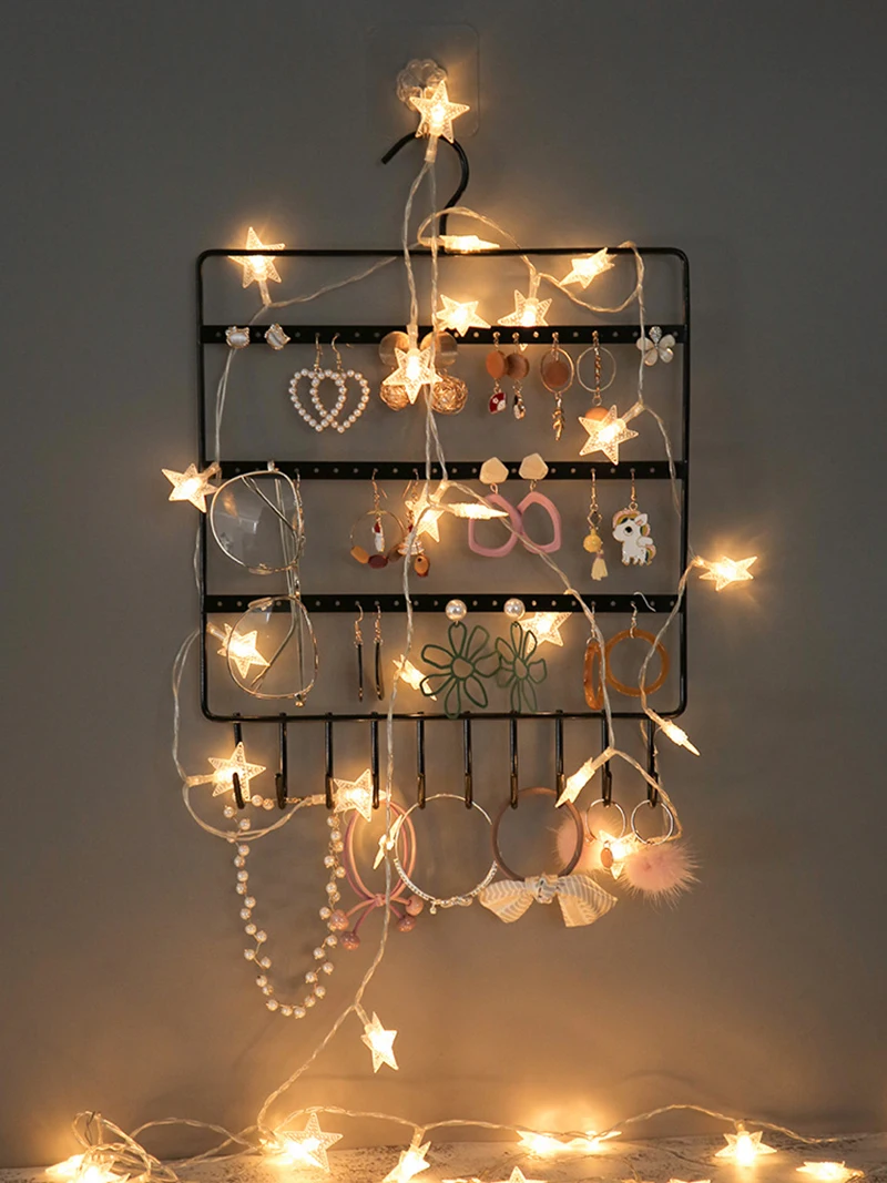 Wall Mounted Jewelry Earring Organizer Ornaments Organizer Necklace Ring Display Stand Bracelet Bracelet Pendant Storage Rack