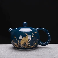 ji blue glaze pot ceramic kungfu tea set teapot large trace gold tea pot with filter kungfu teapot wholesale