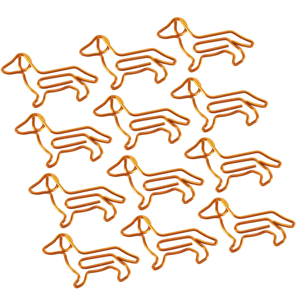 

30Pcs Golden Dachshund Paper Clips Cartoon Paper Clips Creative Customization Special-shaped Gold Paper Clips(Orange)