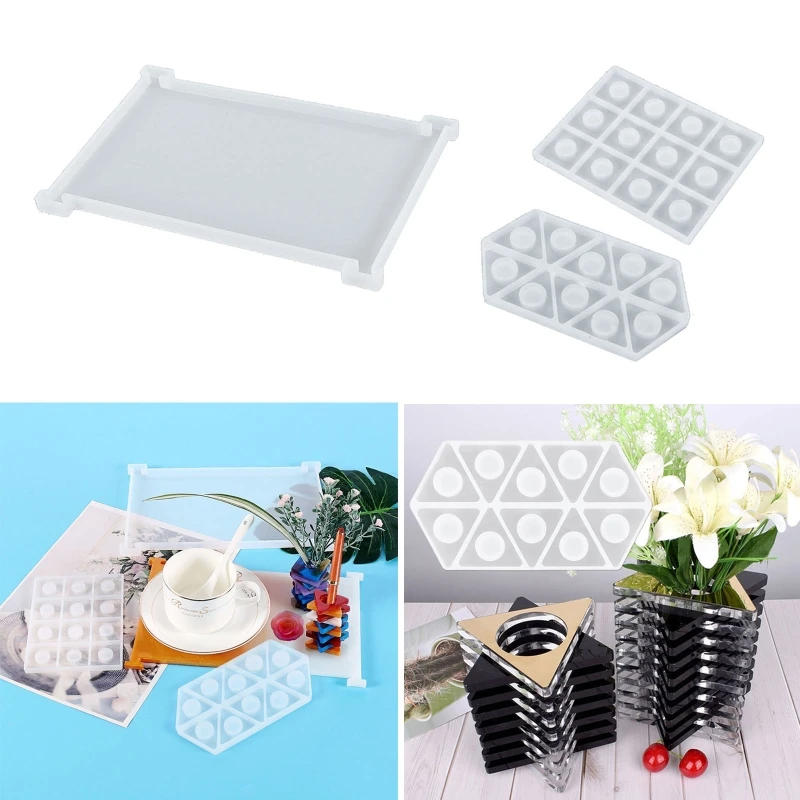 

X7YA Epoxy Molds Silicone Vase Molds 10/12 Cavities Resin Casting Molds for Making Vase Pen Holder Cup Coaster DIY Resin