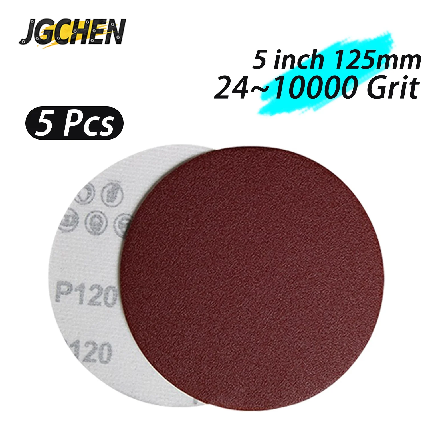 

5 дюймов, 125 мм, зернистость 24-10000, круглая самоклеящаяся флокированная наждачная бумага, шлифовальная орбитальная шлифовальная подушечка для полировки дерева, металла, влажной и сухой уборки