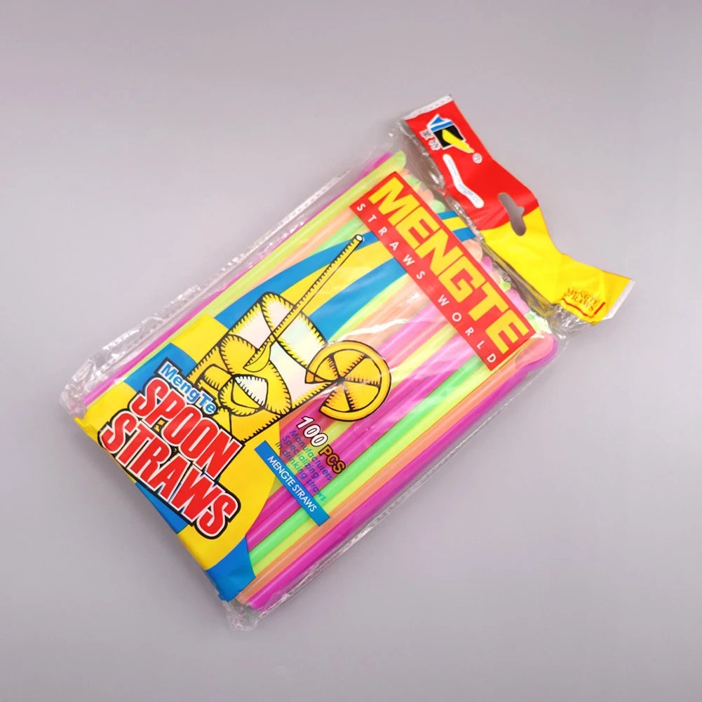 

100/500Pcs Straw Spoon Disposable Drinking Straw Spoon Bar Pub Slush Straw For Birthday Celebration Party Supplies 2023 New