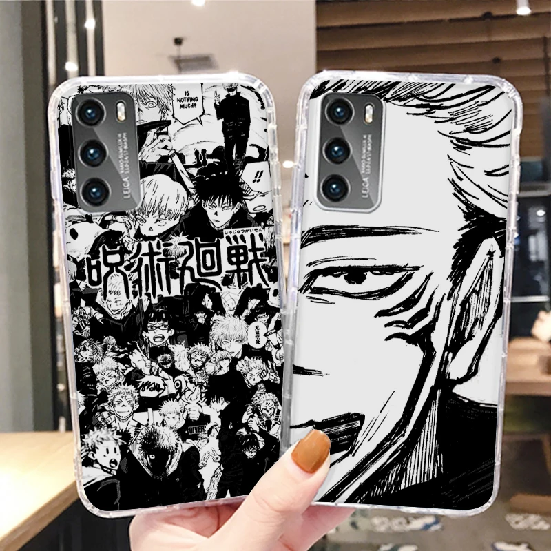 

Jujutsu Kaisen Anime Comics Phone Case For Huawei P50 P40 P30 P20 Lite Mate 50 Nova 10 Y90 Y61 Y70 Plus 9 Pro 5T Transparent