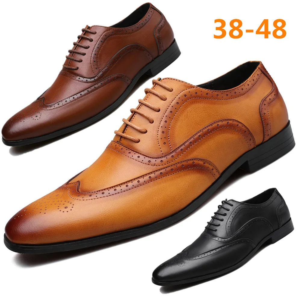 

2022 High Quality Handmade Bullock Dress Shoes Men Genuine Cow Leather Suit Shoes Footwear Wedding Formal Italian Shoes