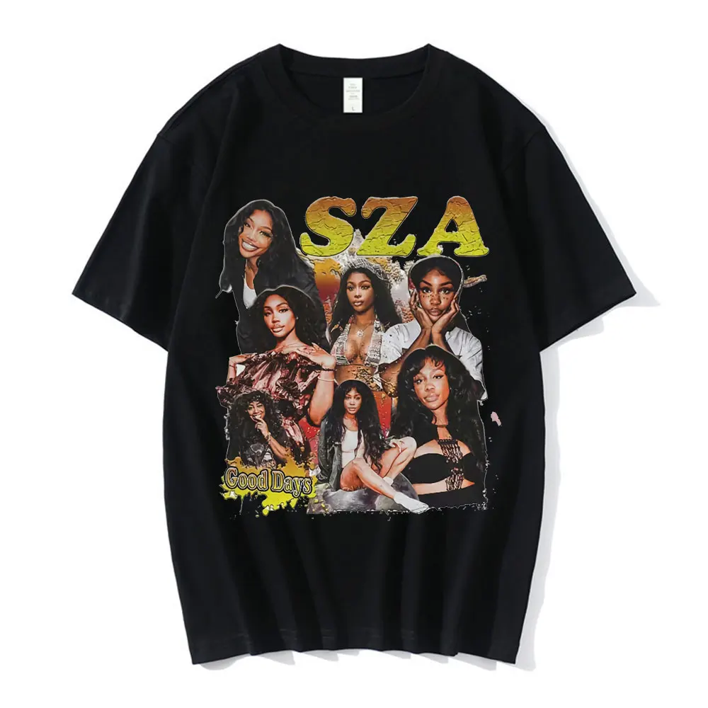 

SZA Good Days Graphic Print T-shirt Men Women Cotton 90s Rapper Vintage T-shirts Oversize Hip Hop Harajuku Streetwear Couples