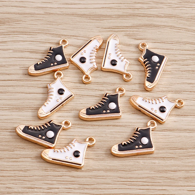

10Pcs/Pack Enamel Gym Sports Shoes Charms Pendants For DIY Making Bracelets Earrings Sneaker Charms Handmade Jewelry Findings