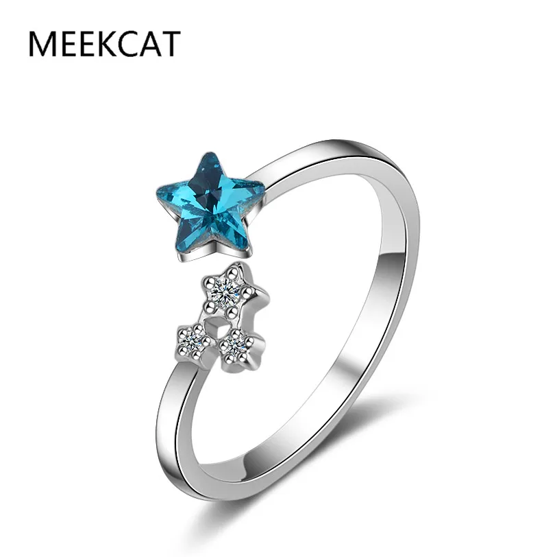 2022 НОВЫЕ классические сапфировые синие звездные цепочки парные кольца для