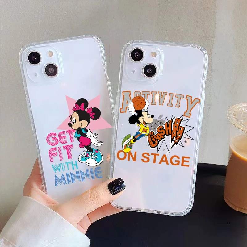 

Fashion Design Mickey Minnie Clear Phone Case For iPhone 11 Pro Max 12 13 Pro Mini X XR XS Max 6 6S 7 8 Plus Se2 TPU Back Cover