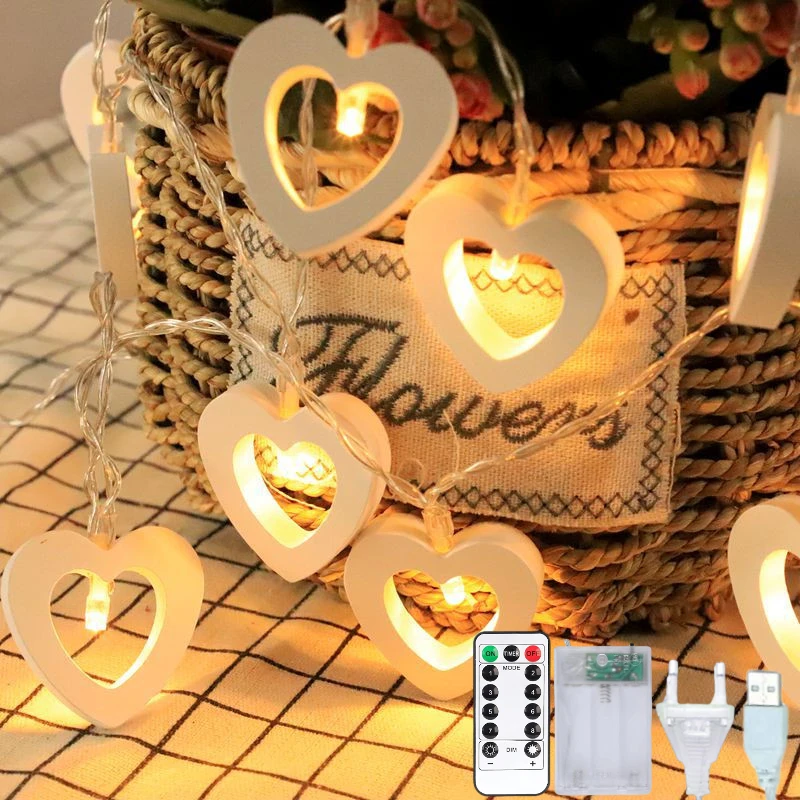 

Wood Love LED String Lights Garland Fairy Lamp Chain Living Room Kids Bedroom Outdoor Christmas Decoration Garden Wedding Party