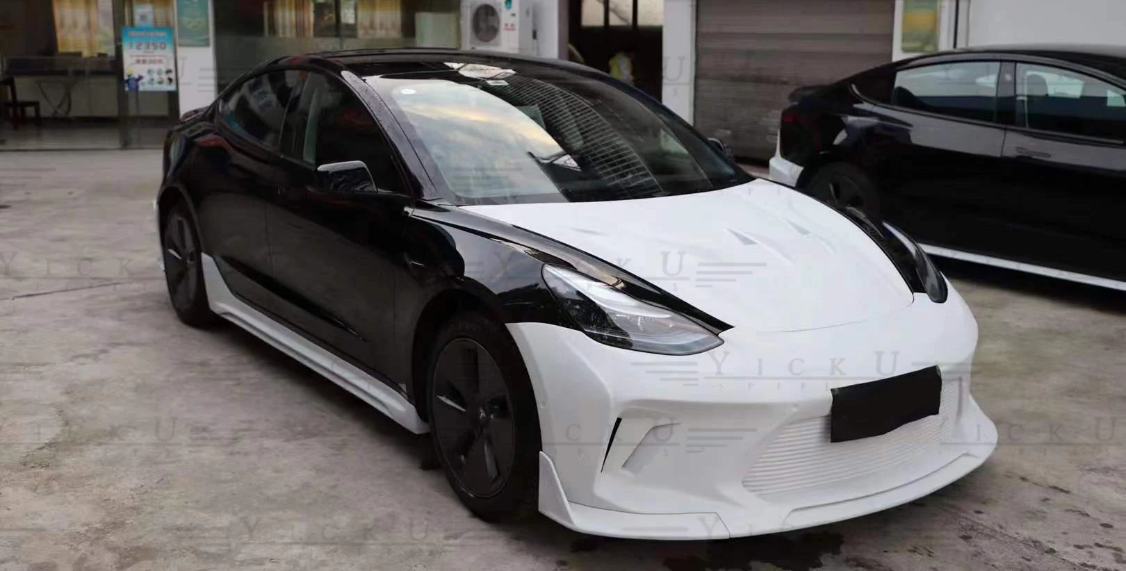 Фото Высококачественные автозапчасти для Teslas Model 3, обновленный хакер, стиль робота, комплект кузова, передний бампер, задний бампер, боковая юбка, боковые ступеньки FRP №4