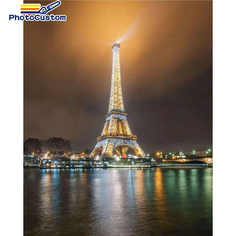 

PhotoCustom DIY Pictures By Number Tower Kits Home Decor Painting By Numbers Landscape Drawing On Canvas HandPainted Art Gift