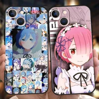 ram rem rezero phone case cover for iphone 12 13 pro max xr xs x iphone 11 7 8 plus se 2020 13 mini silicone soft shell fundas