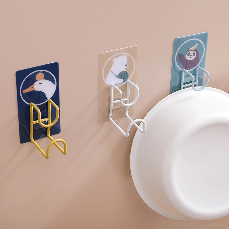 

Self-adhesive Wall Hook Cartoon Non-punching Strong Suction Cup Washbasin Hook Wall Mounted Kitchen Holder Bathroom Organizer
