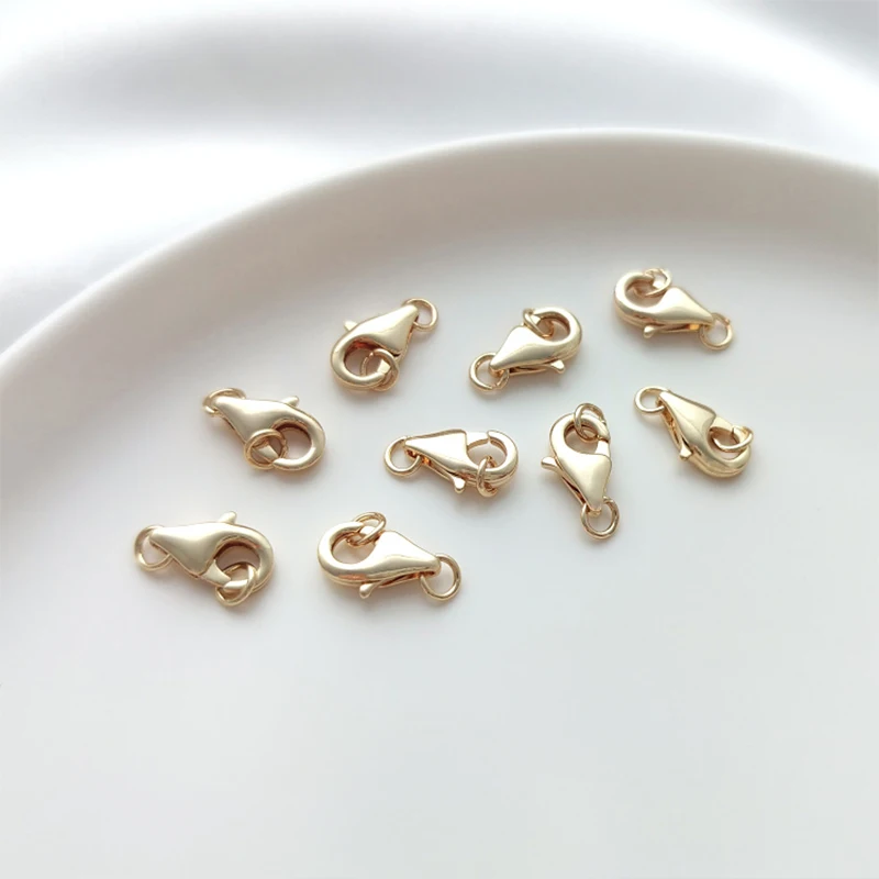 Корейская позолоченная латунная застежка-карабин 14 к с 2 замкнутыми кольцами