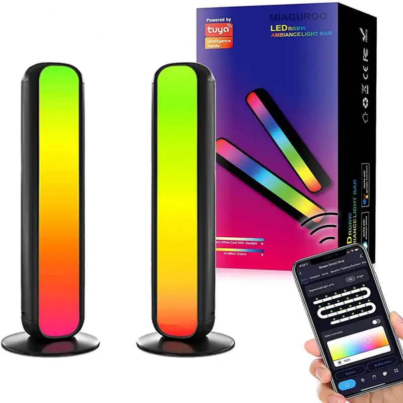 

App Control Colorful Light 10w Diy Rgb Smart Led Lights Voice Control Wifi Smart Light Bars Smart Home Tuya Adjust Color 2pc