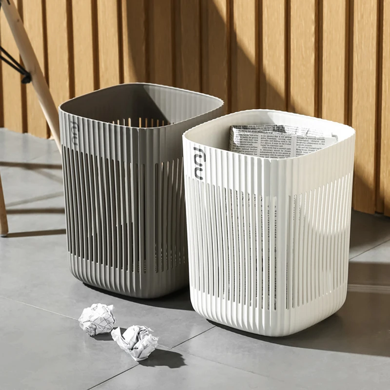 

Hollow Plastic Trash Can Without Cover Storage Bucket Simple Household Living Room Bedroom Bathroom Light Luxury Paper Basket