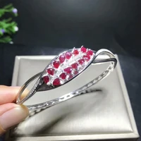 meibapj 925 sterling silver natural ruby gemstone bracelet for women fine accessaries bangle
