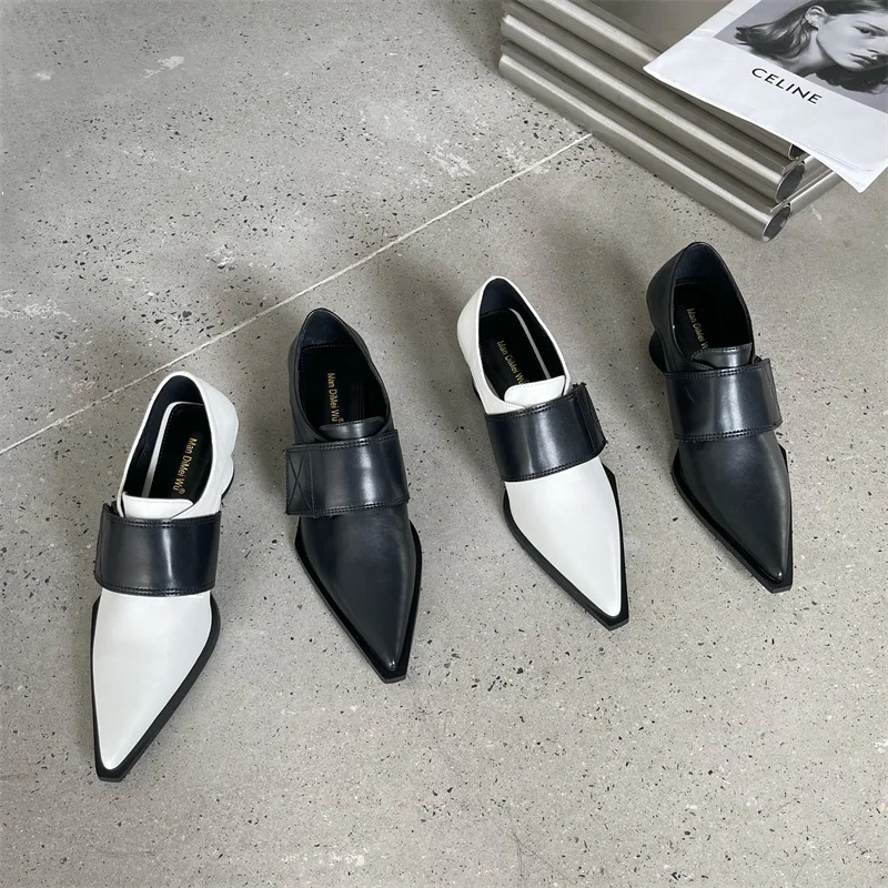 European Mixed Color Pointed Toe Pumps Woman Talons Hauts Patchwork Shallow Mary Jane Round High Heels Shoes Women 2022 Pumps